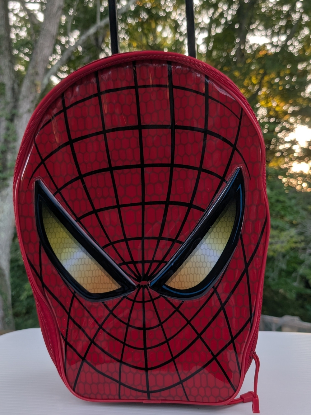 Disney Red Spider-Man Kids Roling Bag with Yellow Eye Accents